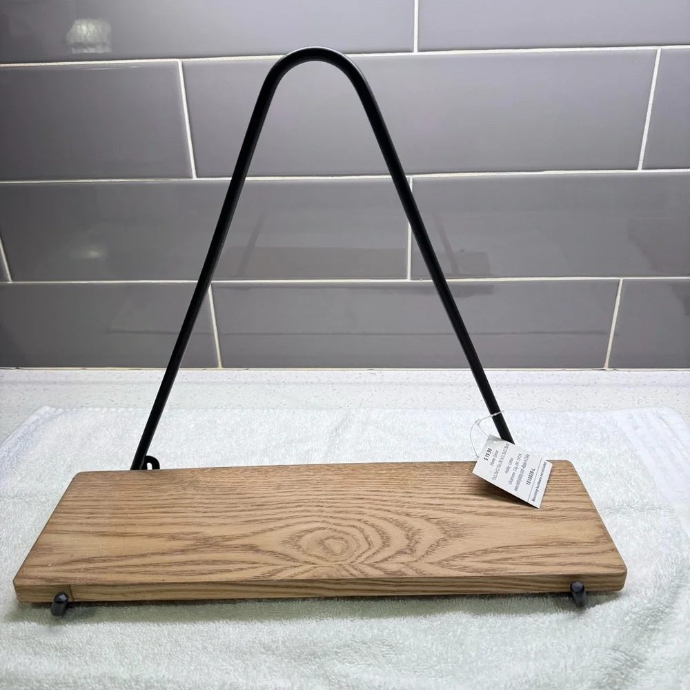 Set of 2 - Wooden Wall Decor with Black Metal Accent - Picture 7 of 8